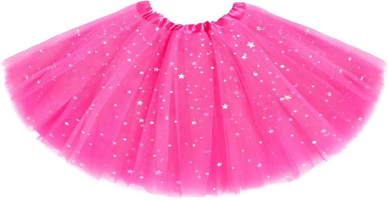 Lainlight Store Tutu for Girls Stars Sequins Princess Ballet Dress Tulle Skirt for Girls 4-12 Years 3 Layered - Image 1